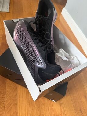 adidas Anthony Edwards basketball Kids Black and Iridescent Purple Sneakers